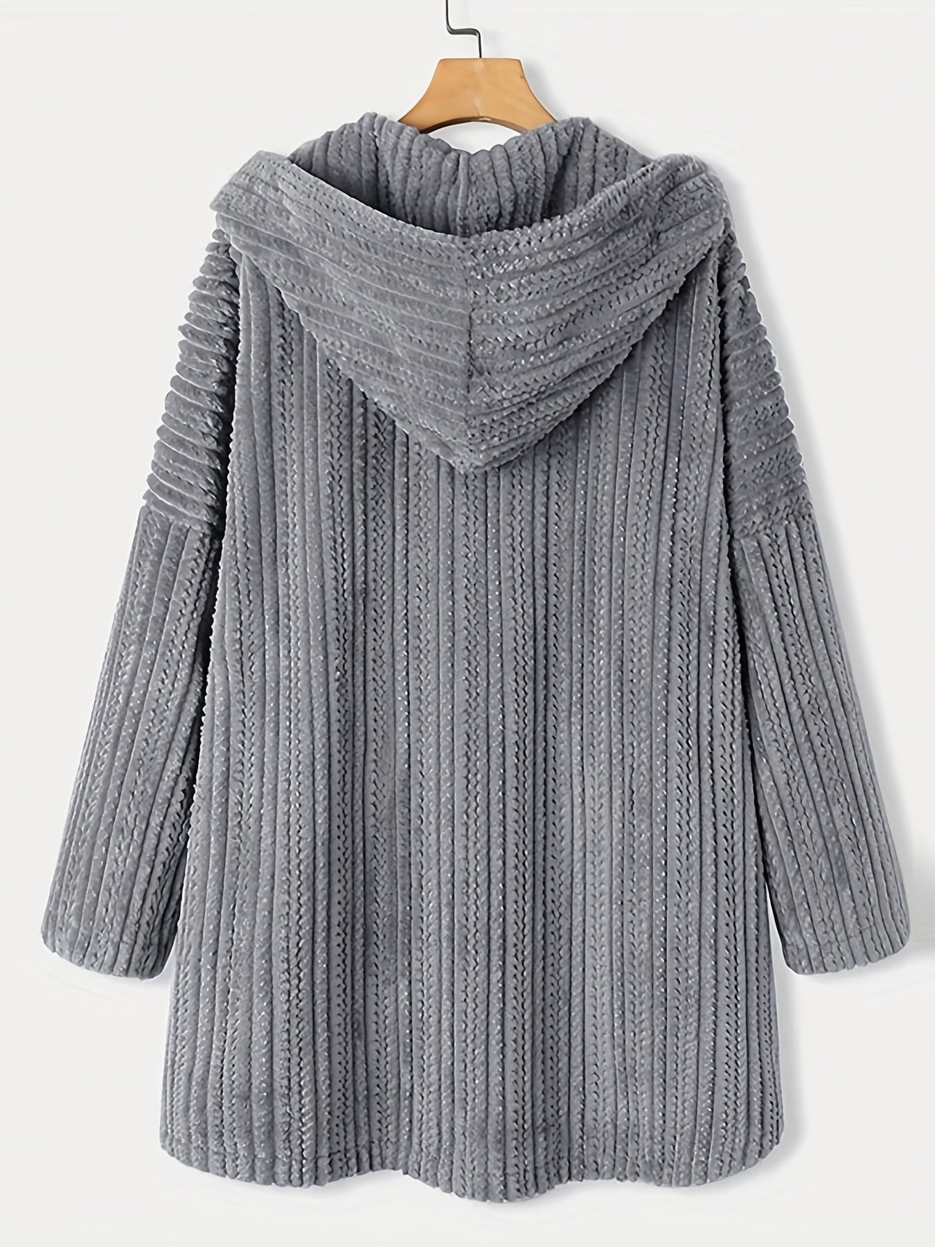 Grauer Kapuzenmantel mit Knöpfen - Lara