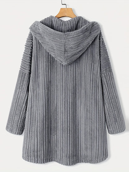 Grauer Kapuzenmantel mit Knöpfen - Lara