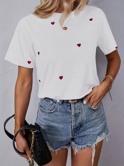 Beiges herz-muster t-shirt - emma