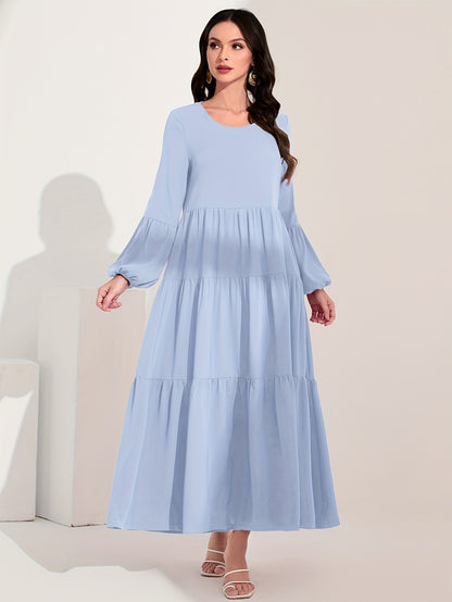 Blaues Maxikleid mit Volants - Clara