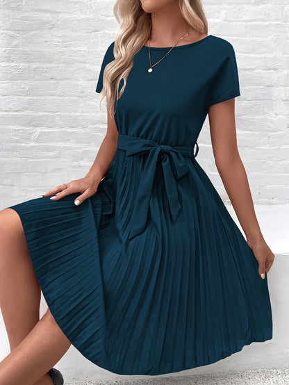 Altrosa plisseekleid mit gürtel - marie