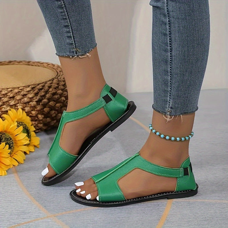 Weiße Flache Sandalen mit T-Riemen - Mila