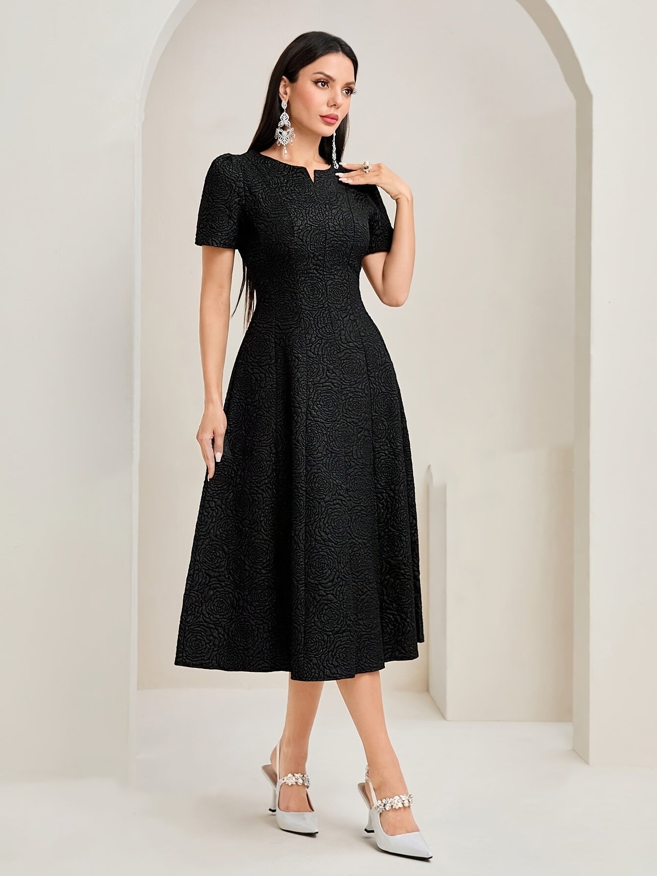 Fliederfarbenes Kleid mit Puffärmeln - Clara