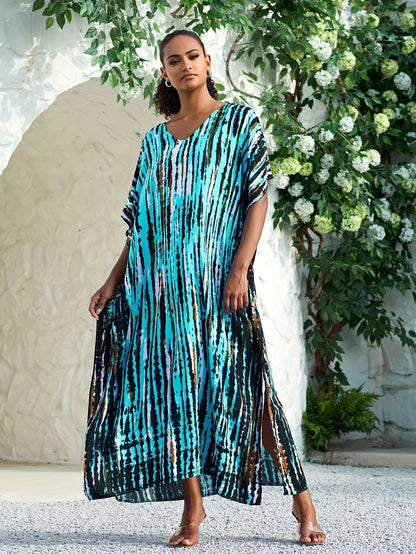 Blaues Maxi-Kaftan Kleid - Sofia
