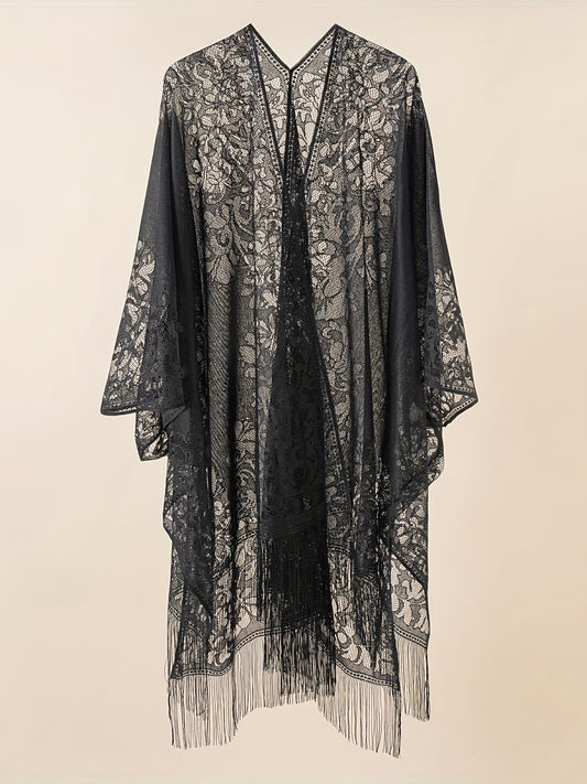 Schwarzer Spitzen-Kimono - Helena