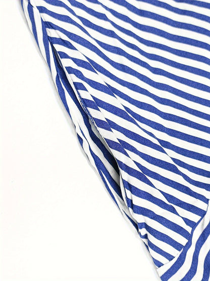 Blaues Midi-Streifenkleid - Clara