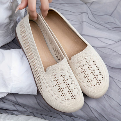 Schwarze Damen Strick Flats