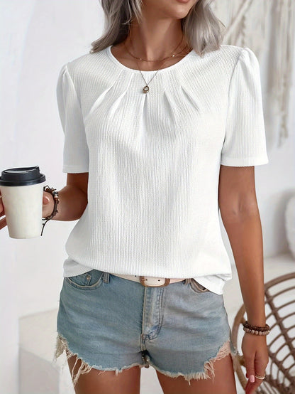 Weißes T-Shirt mit Raffungen - Julia