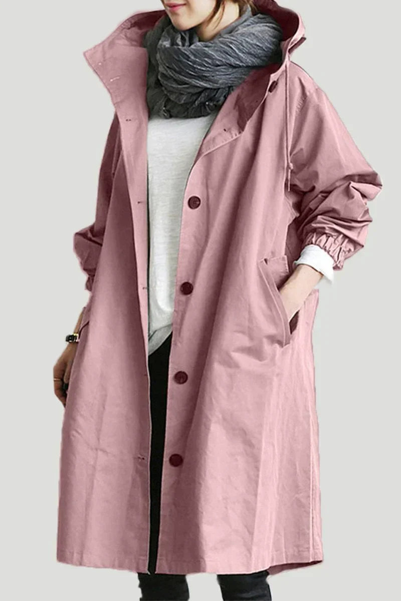 Amaya - wasserdichter trenchcoat mit kapuze für damen