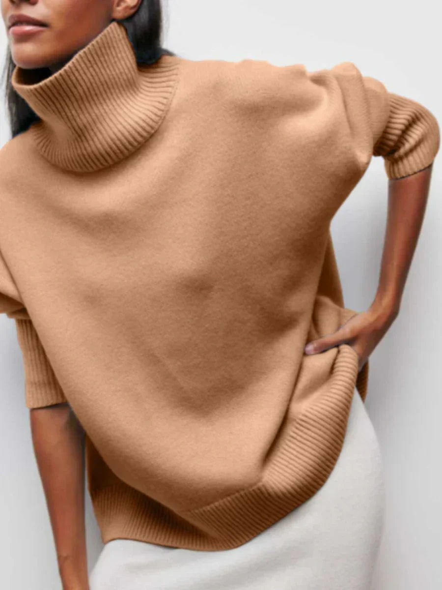 Oversized strickpullover mit stehkragen – damen