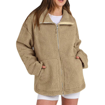 Adamina lässiger wollmantel mit rollkragen – damen