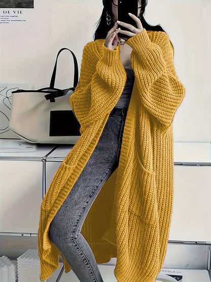 Grauer Strick-Cardigan mit offener Vorderseite - Nora