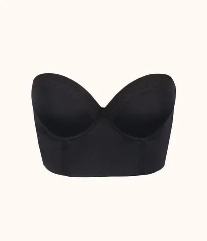 Black Strapless Longline Bra - Naomi