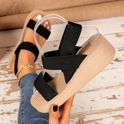 Schwarze Sandalen mit Plateau - Mila