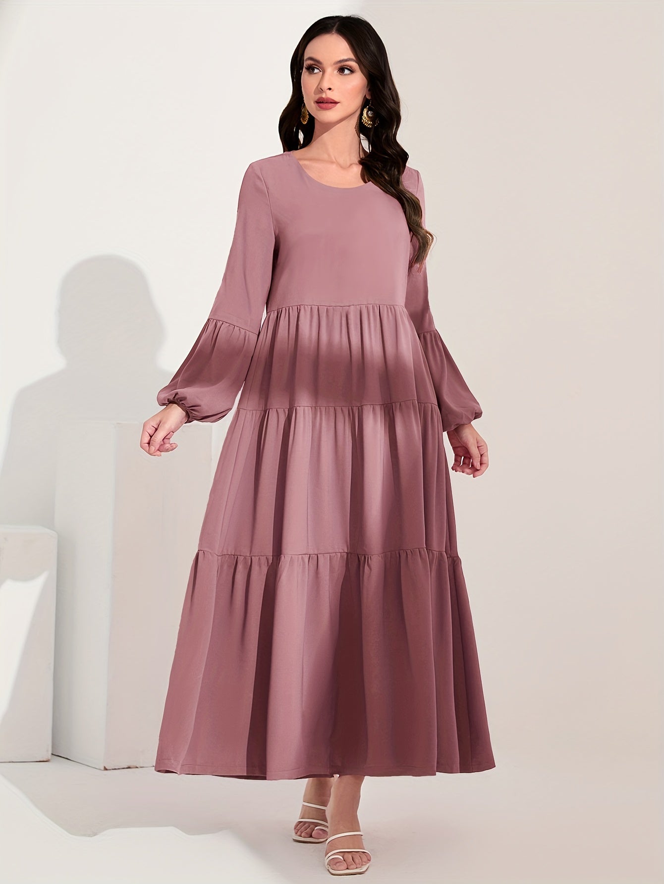 Blaues Maxikleid mit Volants - Clara