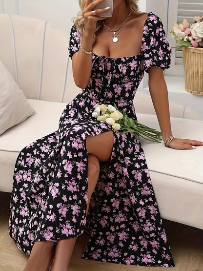 Gelbes Blumenprint-Kleid - Sophie