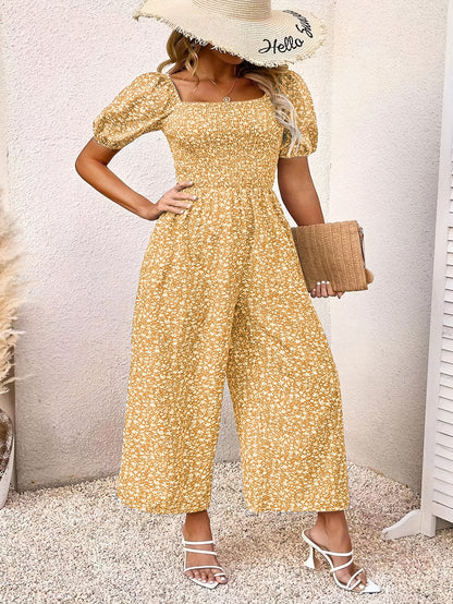 Blauer Blumenjumpsuit - Lina