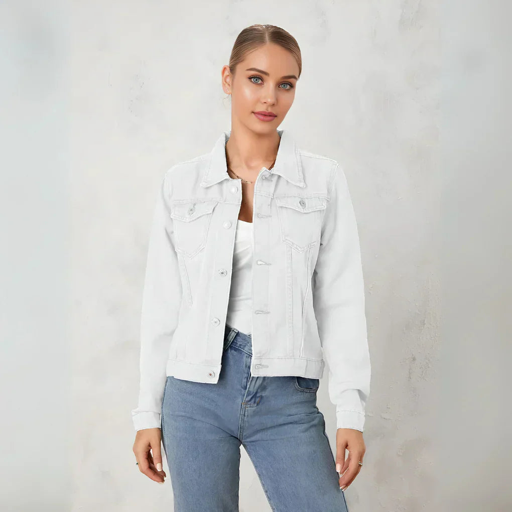 Klassische jeansjacke mit knopfleiste für damen – damen