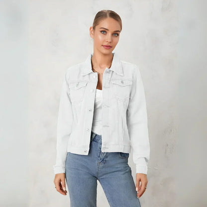 Klassische jeansjacke mit knopfleiste für damen – damen