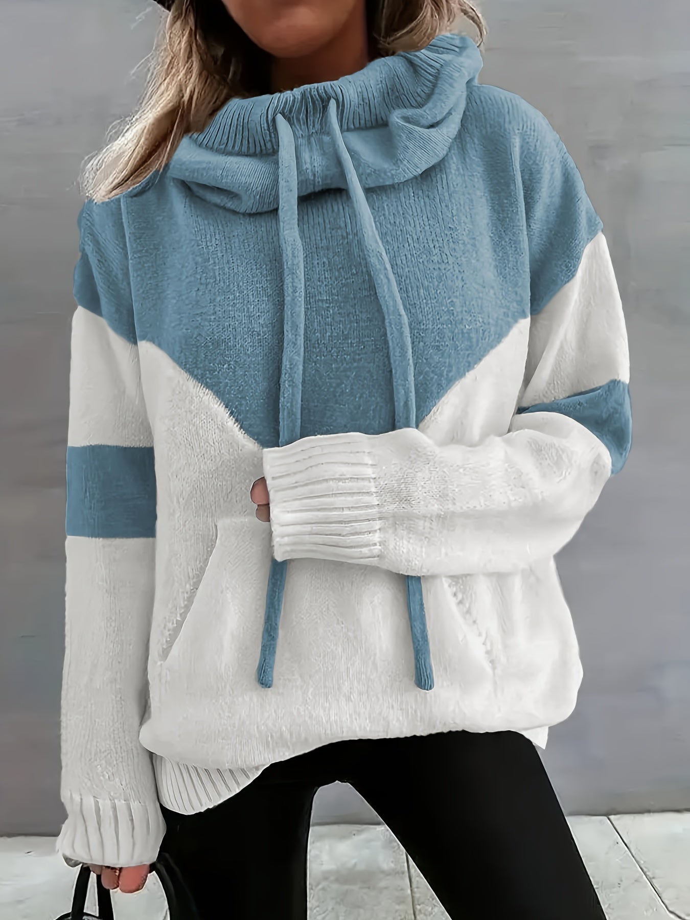 Apricotfarbener Colorblock Hoodie - Mila