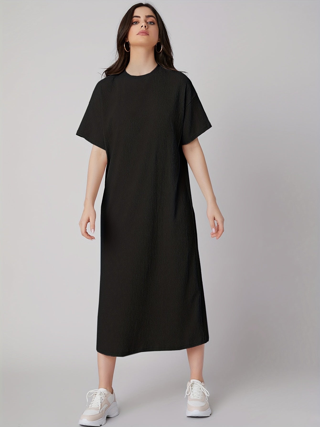 Grünes Freizeitkleid Kurzarm - Lina