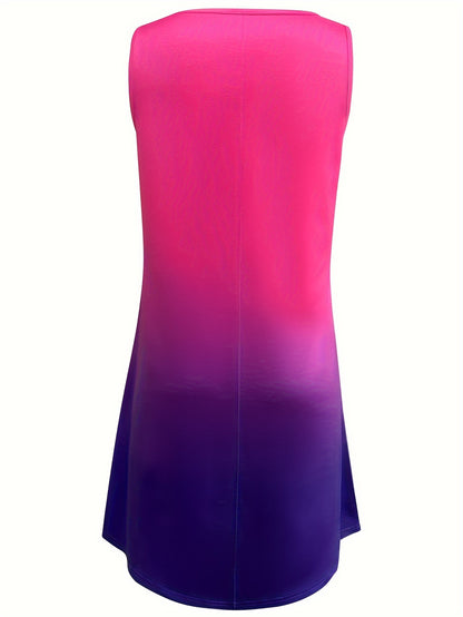 Blaues Ombre-Kleid mit V-Ausschnitt - Alina