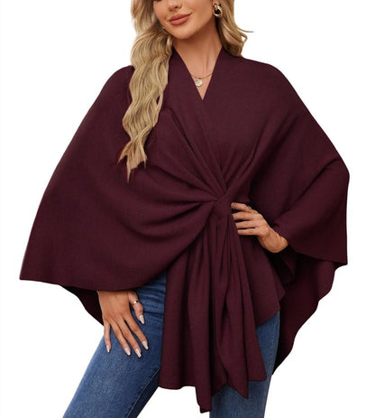 Eleganter Wickelponcho Ivory Weiß - Clara