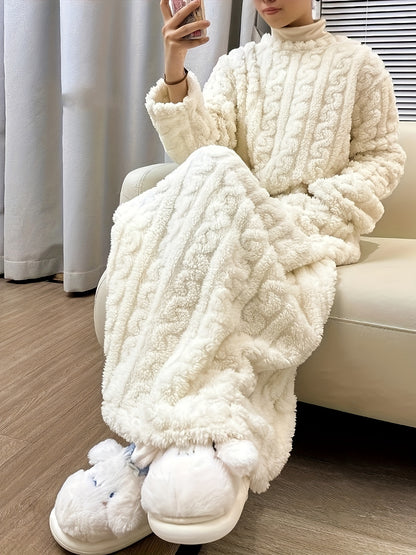 Gemütliches Jacquard-Nachthemd - Einfarbig und Kuschelig