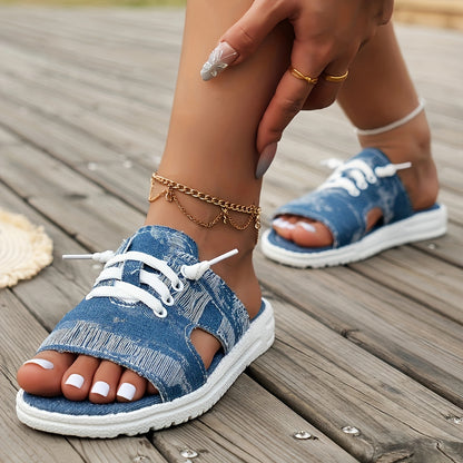 Blaue Denim Sandalen - Mia