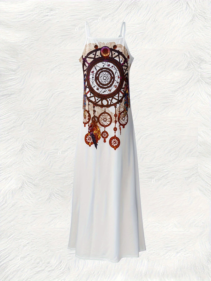 Weißes maxikleid mit traumfänger-design - Luna