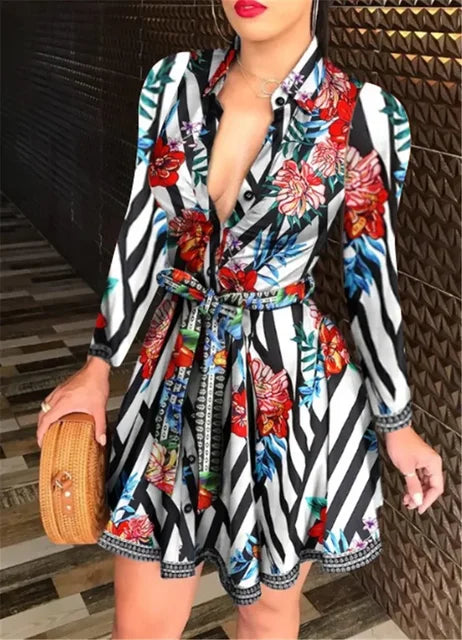 Lena - Kurzes Blau-Oranges Kleid