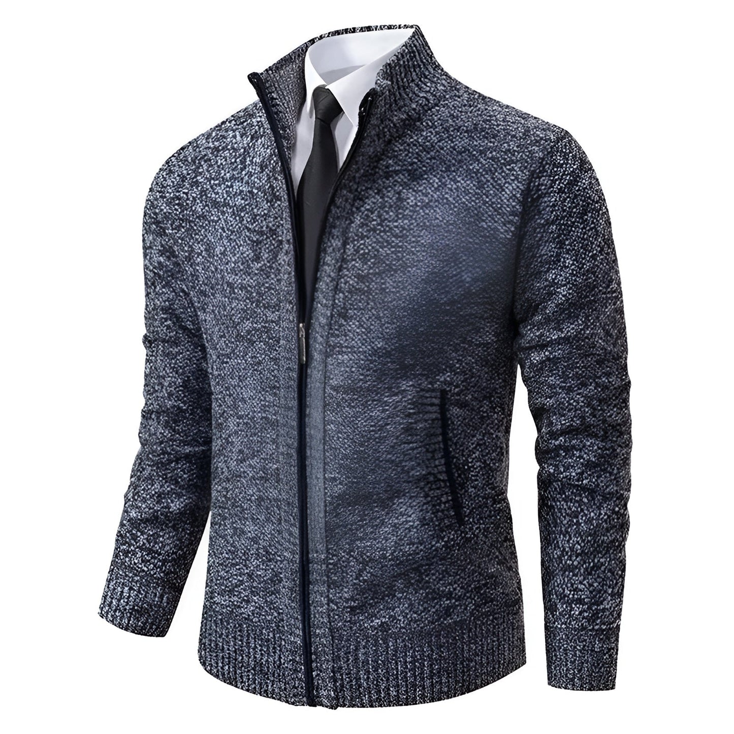 Klassischer Zip-Pullover Hellgrau - Max