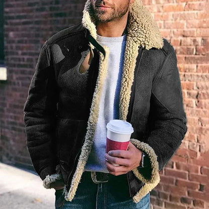 Arvid – aviatorjacke mit shearling-kragen und verstärkten ellbogen