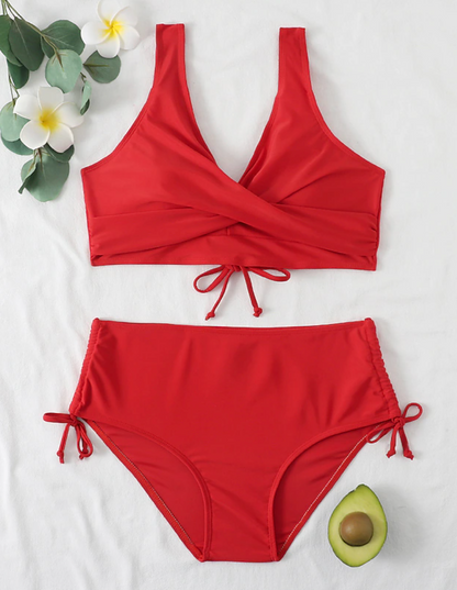 Zoe – Smaragdgrünes Bikini-Set mit High Waist