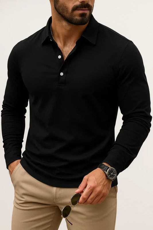 Lässiges, langärmeliges slim-fit-poloshirt für herren – herren