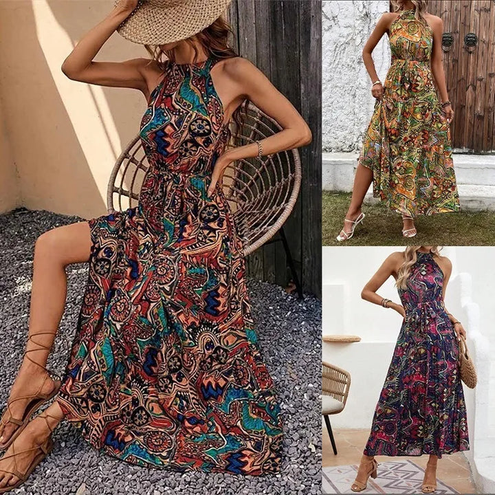 Nina - musterreiches maxikleid in pastelltönen