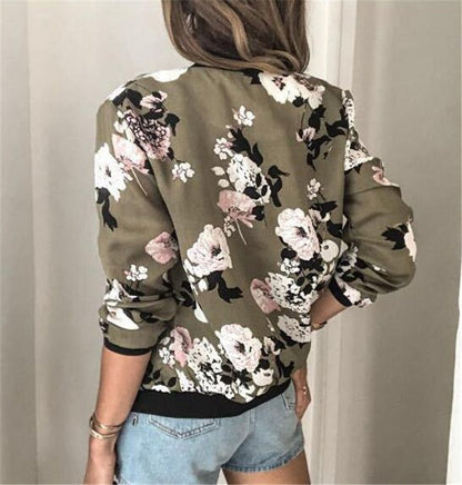 Grüne Übergangsjacke mit Blumenprint - Lina