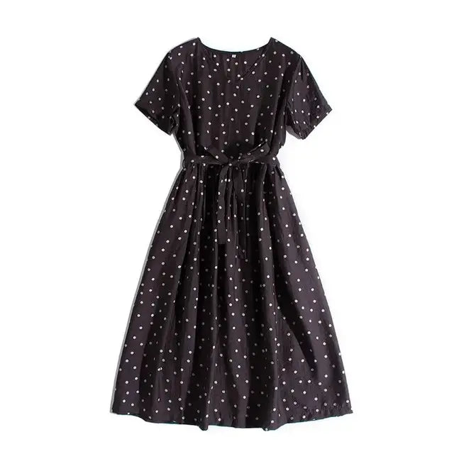 Annika - Marineblaues Pünktchenkleid