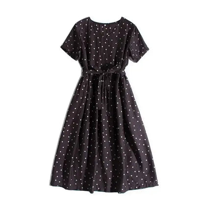 Annika - Marineblaues Pünktchenkleid