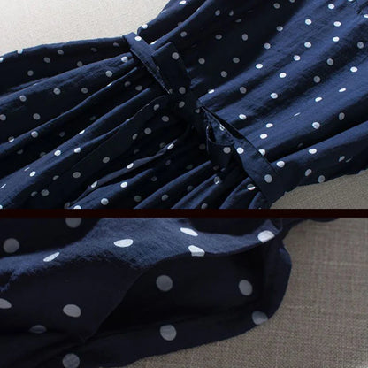 Annika - Marineblaues Pünktchenkleid