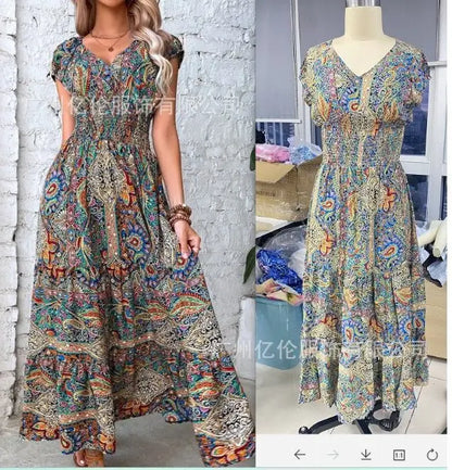 Amira - Böhmisches Maxikleid mit Paisley-Muster