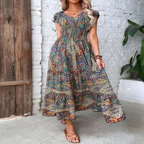 Amira - Böhmisches Maxikleid mit Paisley-Muster
