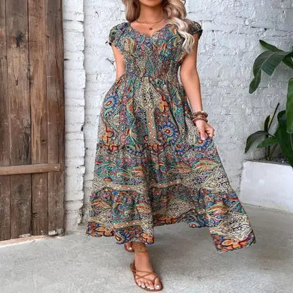 Amira - Böhmisches Maxikleid mit Paisley-Muster