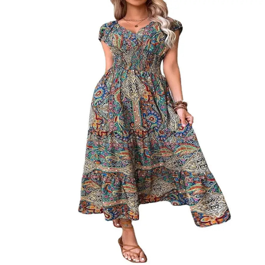 Amira - Böhmisches Maxikleid mit Paisley-Muster