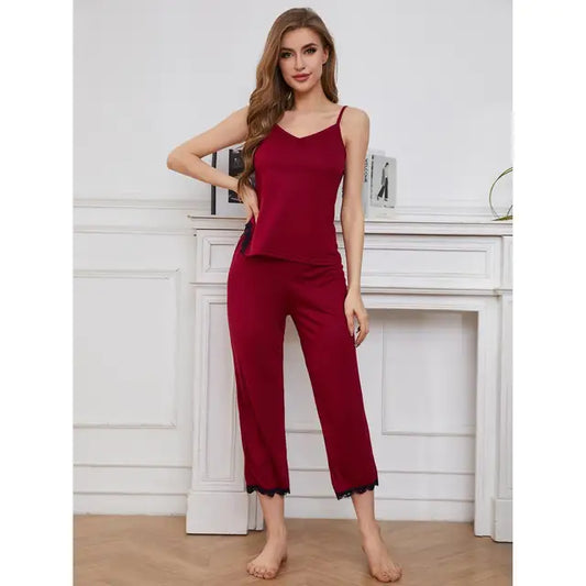 Bordeauxrote Pyjama-Set - Leonie