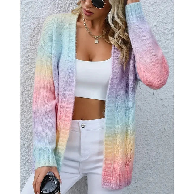 Lena - Regenbogenfarbener Strickjacke