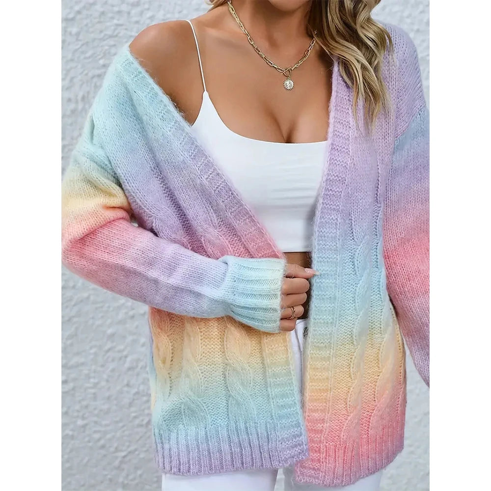 Lena - Regenbogenfarbener Strickjacke