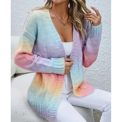 Lena - Regenbogenfarbener Strickjacke