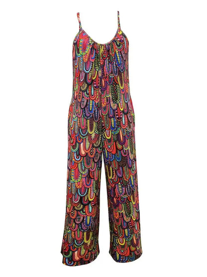 Bunter Print-Jumpsuit mit Bindeträgern - Alana