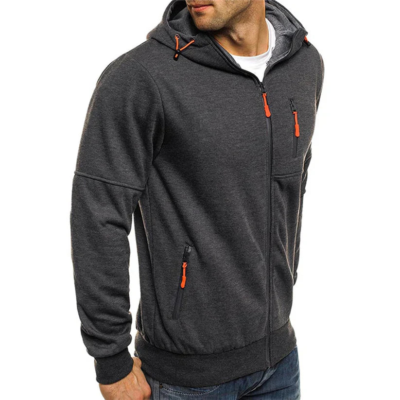 Erik – slim fit zip hoodie mit rippbündchen und reißverschlusstasche